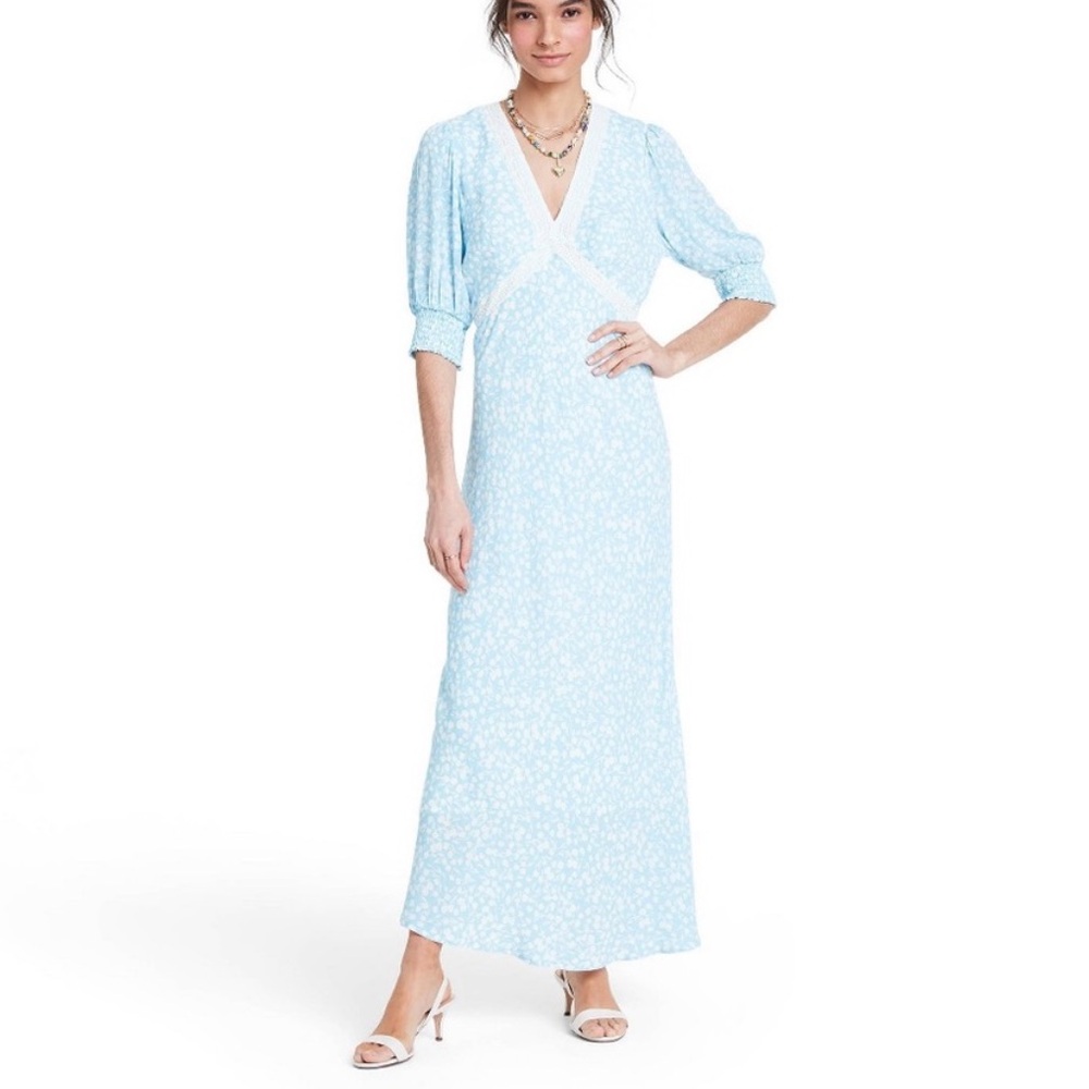 Rixo x Target baby blue maxi dress